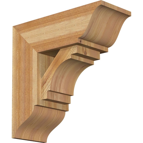Ekena Millwork Merced Traditional Rough Sawn Bracket w/ Offset Brace, Western Red Cedar, 8"W x 20"D x 20"H BKT0806X20X20MRC01RWR - main